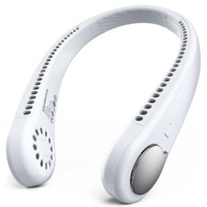 Rechargeable neck fan. White.